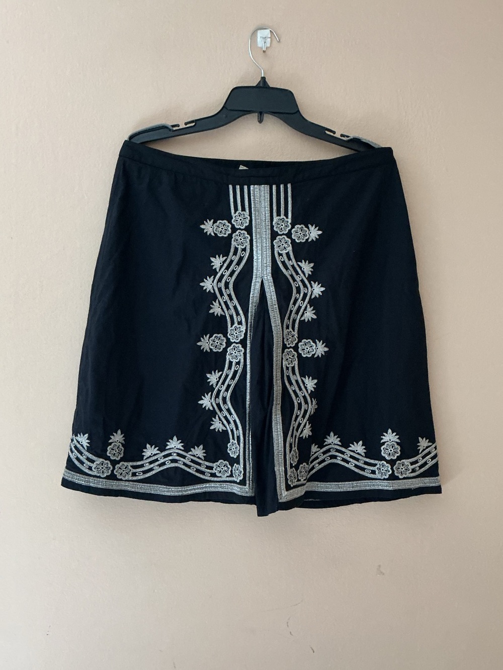 Old Navy Cotton Black Skirt with Silver Embroidery Armor Cosplay Pleated